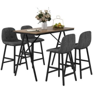 Homestar Set barskog stola 5 komada, blagovački set 120x60x91 cm, tamnosiva