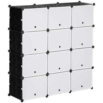 Homestar Ormar za cipele 12 kocki modularna jedinica za pohranu 125x32x125 cm crno-bijela