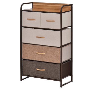 Homestar Komoda s 5 tkaninskih ladica 58x29x99 cm smeđa