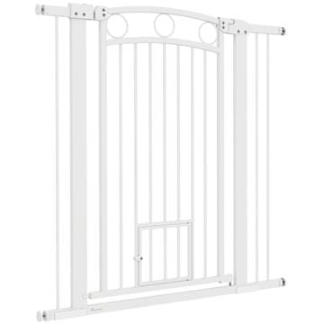 Homestar Vrata za kućne ljubimce, vrata za stepenice s vratima za mačke, 76-104x106 cm, bijela