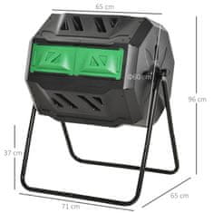 Homestar Kompostni okretač 2 komore 71x65x96 cm Crni