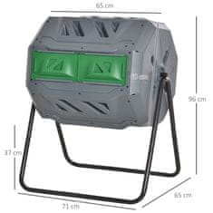 Homestar Kompostni okretač 2 komore 71x65x96 cm Sivi