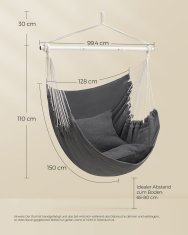 Songmics Viseća stolica 150x128 cm Siva