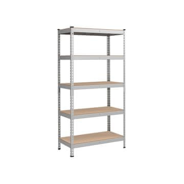 Songmics Čvrsta polica s 5 polica 45x90x180 cm srebrna