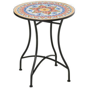 Homestar Vrtni stol okrugli mozaik bočni stol 60x71 cm crvena plava bijela