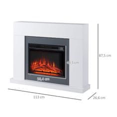 Homestar Električni kamin 113x26,6x87,5 cm bijeli