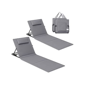 Songmics Ležaljka za plažu 158x55 cm Siva