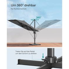 Songmics Suncobran s bočnom nogom 300x300 cm Sivi