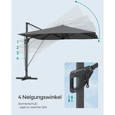 Songmics Suncobran s bočnom nogom 300x300 cm Sivi