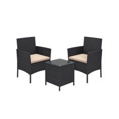 Songmics Vrtni namještaj Set Stol i 2 Stolice 56.5x54.5x81.5 cm Crno-Taupe