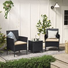 Songmics Vrtni namještaj Set Stol i 2 Stolice 56.5x54.5x81.5 cm Crno-Taupe