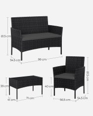 Songmics Vrtni namještaj set 56.5x54.5x81.5 cm smeđa
