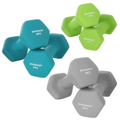 Songmics Set bučica heksagonalnih 2x1 kg 2x2 kg 2x3 kg Zeleno Plavo Sivo