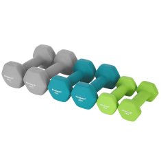Songmics Set bučica heksagonalnih 2x1 kg 2x2 kg 2x3 kg Zeleno Plavo Sivo