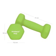 Songmics Set bučica heksagonalnih 2x1 kg 2x2 kg 2x3 kg Zeleno Plavo Sivo