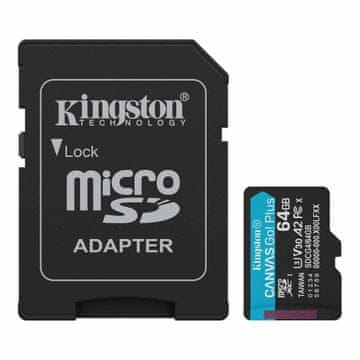 Kingston Canvas Go Plus Gen4 microSDXC kartica + adapter, 64 GB (SDCG4/64GB)