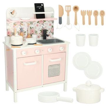 Northix Drvena kuhinjska pećnica s ružičastim cvijećem LULILO
