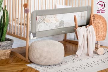 Moby System Zaštitna barijera za krevet s prozračnom mrežicom - 154 x 42 cm, sklopivi metalni okvir, dob 0-18 mjeseci, najveća težina djeteta 22,5 kg
