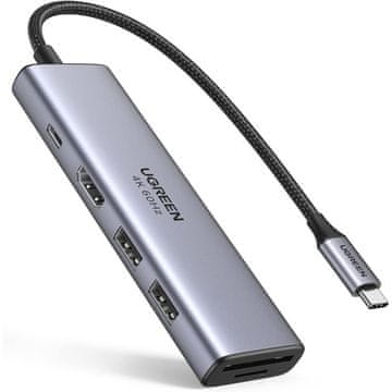 Ugreen USB-C hub „6 u 1” s HDMI-jem, 2x USB-A, USB-C PD 100 W i čitačem kartica (60384)