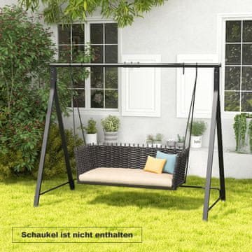 Northix Metalni okvir za ljuljačku s 5 visećih prstenova, crni, 210x115x175 cm