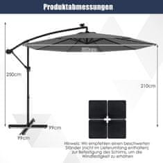 Northix Suncobran na solarni pogon, 300 cm, 40 LED lampica, siva