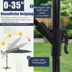 Northix Suncobran na solarni pogon, 300 cm, 40 LED lampica, siva