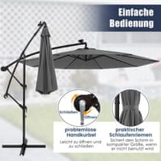 Northix Suncobran na solarni pogon, 300 cm, 40 LED lampica, siva