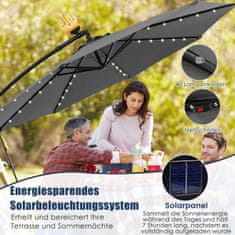 Northix Suncobran na solarni pogon, 300 cm, 40 LED lampica, siva