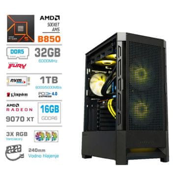 MEGA MT S8 računalo, AMD Ryzen 7-9700X, 32GB, SSD2TB, RX9070 XT, FreeDOS