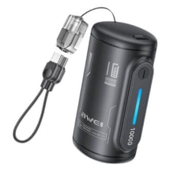 slomart AWEI Powerbank 10000mAh 22.5W WP-117, 2xUSB-C, crna/bijela