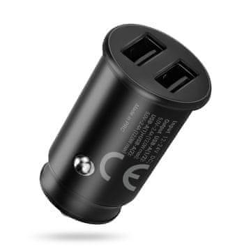 slomart EAV Auto punjač 2x USB 12W crni + USB-C kabel 1m