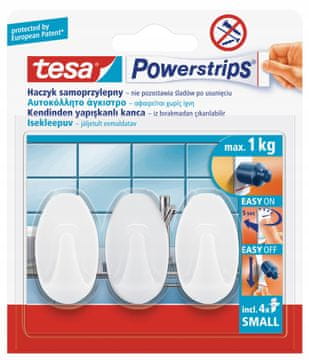 Tesa TESA Samoljepljive kuke plastične ovalne do 1 kg bijele 3 kom.