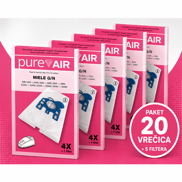 Pure Air MIELE G/N vrećice za usisavač – 20 vrećica + 5 filtara