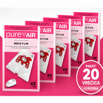 Pure Air vrećice za usisavače za MIELE F/J/M modele – 20 vrećica + 5 filtara