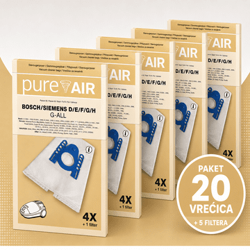 Pure Air vrećice za usisavač za BOSCH/SIEMENS D/E/F/G/H G-ALL - 20 vrećica + 5 filtara