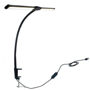 Northix LED stolna lampa s pričvršćivačem, 61 cm, dvostruka glava, USB, prigušljiva