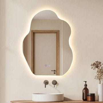 Northix LED ogledalo za kupaonicu, asimetrično, protiv zamagljivanja, 70x50 cm