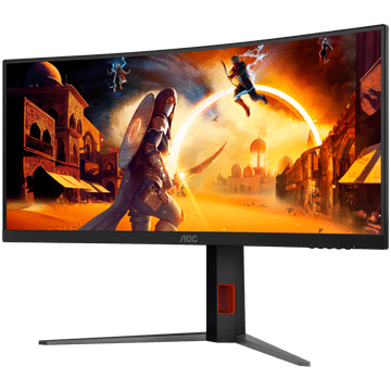 AOC Zakrivljeni monitor Gaming CU34G4Z – 86,4 cm (34"), UWQHD (3440 x 1440), Brzi VA, 1500R, 240 Hz, 1 ms (GTG), Adaptive Sync, HDR400, USB hub, 2x HDMI 2.1, 1x DP 1.4