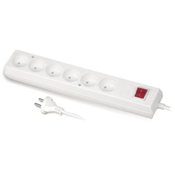 slomart Produžni kabel sa 6 utičnica, 3m, bijeli, PLASTROL PS-670WS