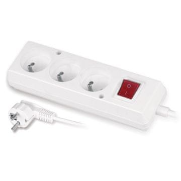 slomart Produžni kabel s 3 utičnice, 5m, Bijeli (francuski tip, s uzemljenjem)
