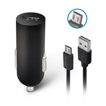 Forever Forever M02 auto punjač, 1x USB 2A, crni + microUSB kabel