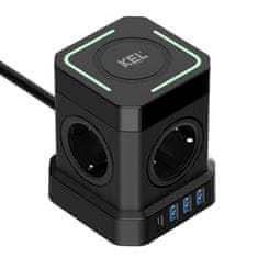 power Plastrol PS-41S KEL Produžni kabel s Qi punjenjem, 4xSchuko, 3xUSB-A, 1xUSB-C