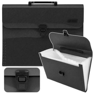 slomart Organizator za dokumente LEAN, crni, A4, harmonika, 13 pretinaca