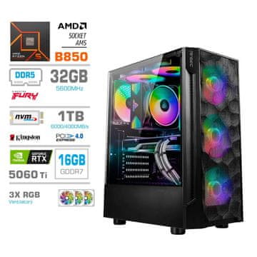 MEGA MT S7 računalo, AMD Ryzen 5-9600X, 32GB, SSD1TB, RTX5060Ti, FreeDOS