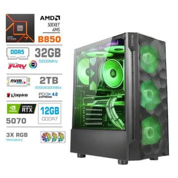 MEGA MT S7 računalo, AMD Ryzen 7-9700X, 32GB, SSD2TB, RTX5070, FreeDOS