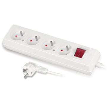 slomart Produžni kabel sa 4 utičnice PLASTROL, bijeli, 10m (s uzemljenjem)