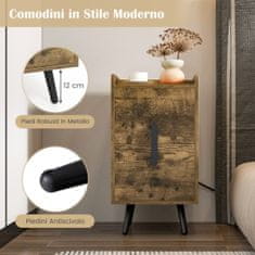 Costway Noćni ormarić 40x32x60 cm rustikalno smeđi s 2 ladice i USB priključcima