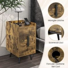 Costway Noćni ormarić 40x32x60 cm rustikalno smeđi s 2 ladice i USB priključcima