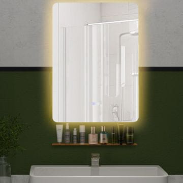 Costway LED kupaonsko ogledalo 70x50 cm s podesivom svjetlinom i 3 boje, samodefrost