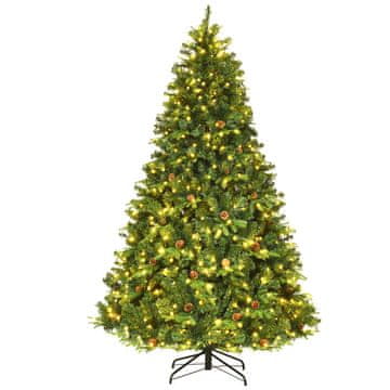 Costway Umjetno božićno drvce 225 cm s LED svjetlima